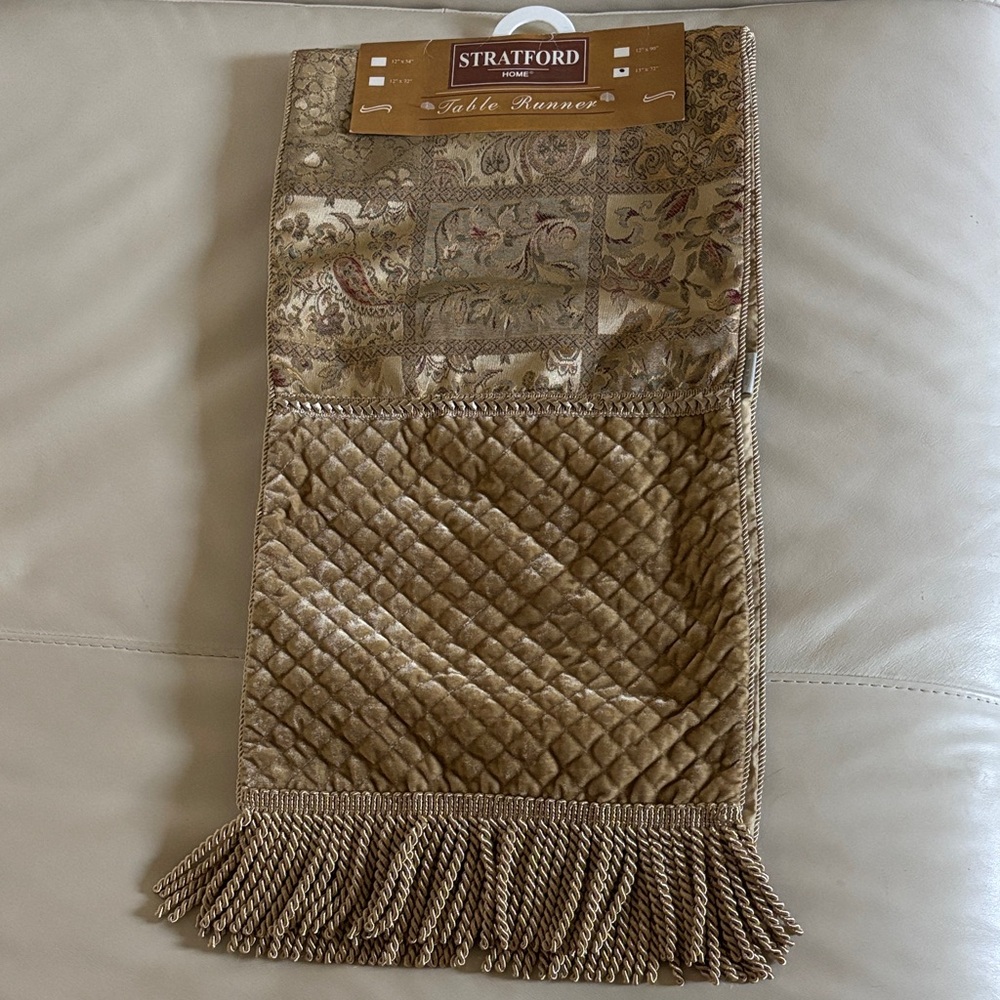NWT Gold Tassel Table Runner